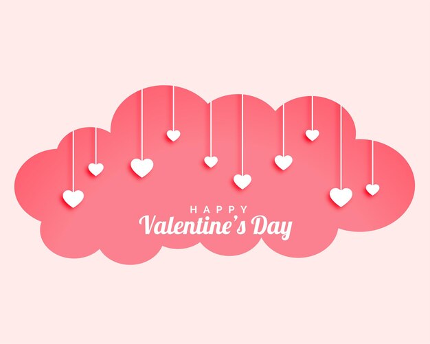 Nuage de Saint Valentin avec design coeurs suspendus