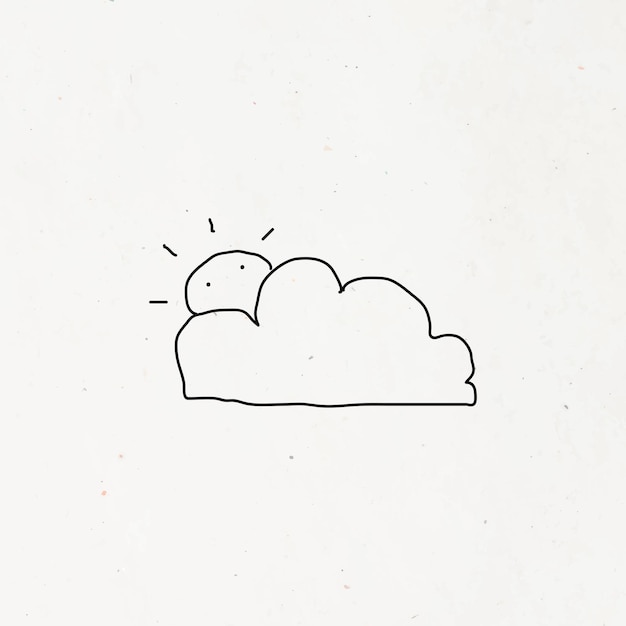 Vecteur gratuit nuage et soleil dessinés à la main sur un vecteur de fond beige