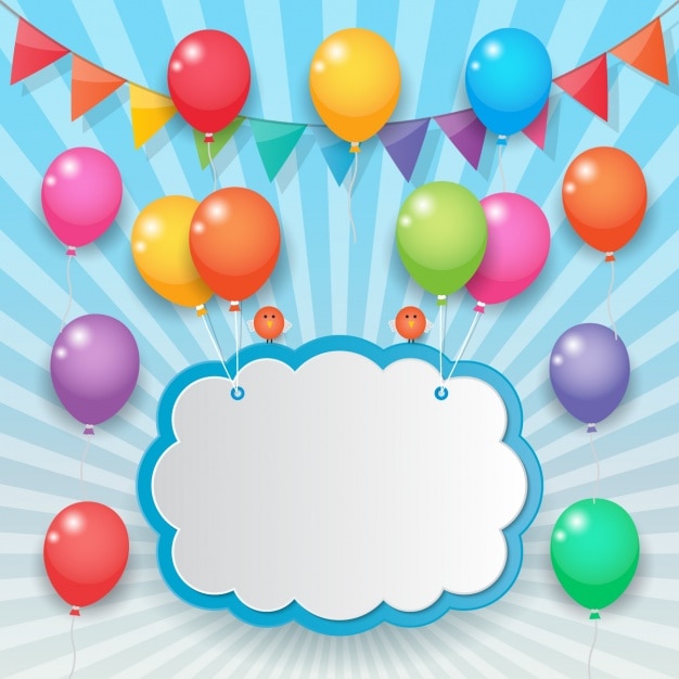 Nuage tenue avec des ballons colorés