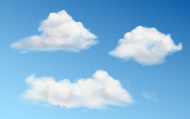 Vecteur gratuit nuages blancs moelleux dans le ciel bleu