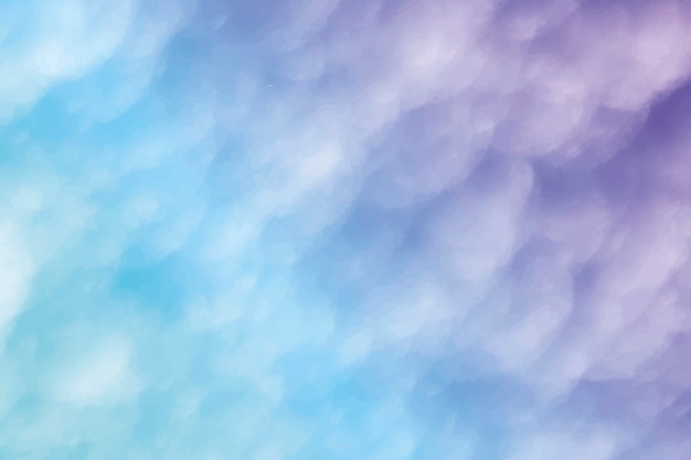 Nuages De Coton Aquarelle Fond Bleu Et Violet