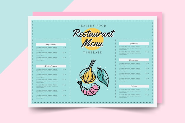 Nuances Bleues Pour Le Menu Du Restaurant De Restauration Rapide