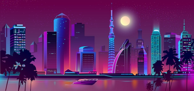 Vecteur gratuit nuit violet ville