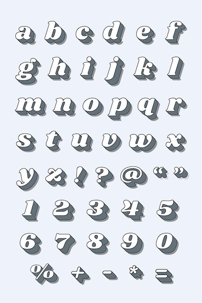 Vecteur gratuit numéro de l'alphabet rétro défini vecteur typographie 