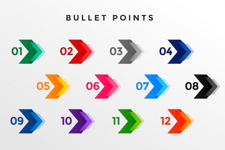 Vecteur gratuit le numéro de direction pointe de un à douze