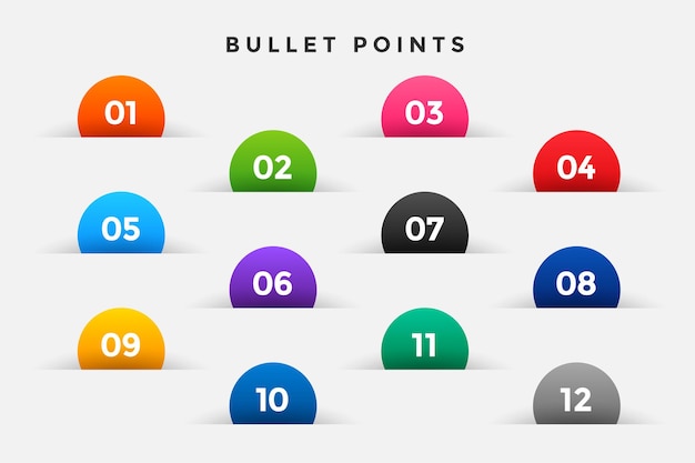 Vecteur gratuit numéros de points de balle définis en demi-cercle