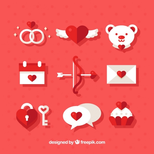 Vecteur gratuit objets fantastiques pour saint valentin