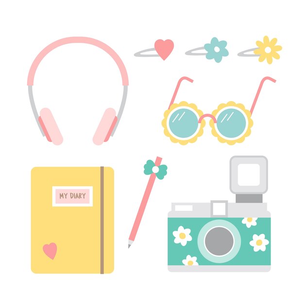 Vecteur gratuit objets girly