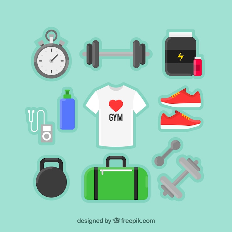 Vecteur gratuit objets de sport et un t-shirt