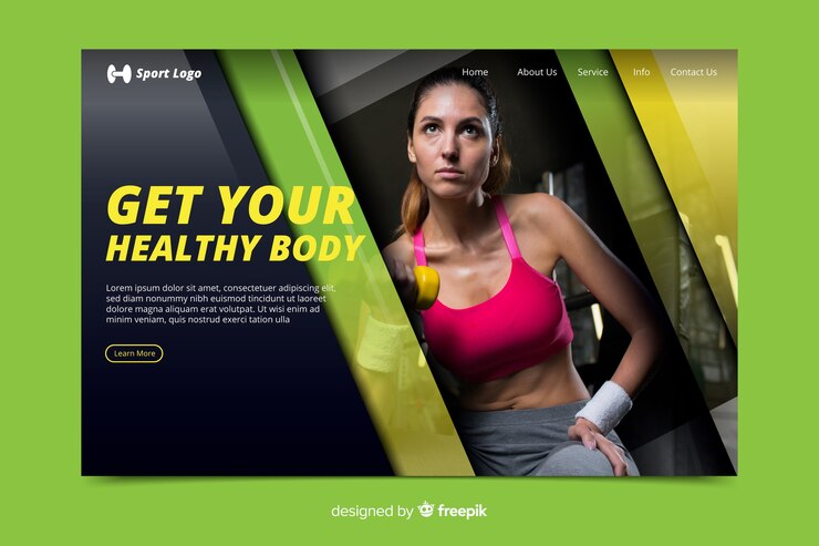 Vecteur gratuit obtenez la page d'atterrissage de promotion de gym en bonne santé