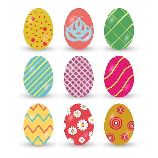 Les oeufs de Pâques icônes Vector illustration des œufs de Pâques pour Pâques vacances dessin sur fond blanc
