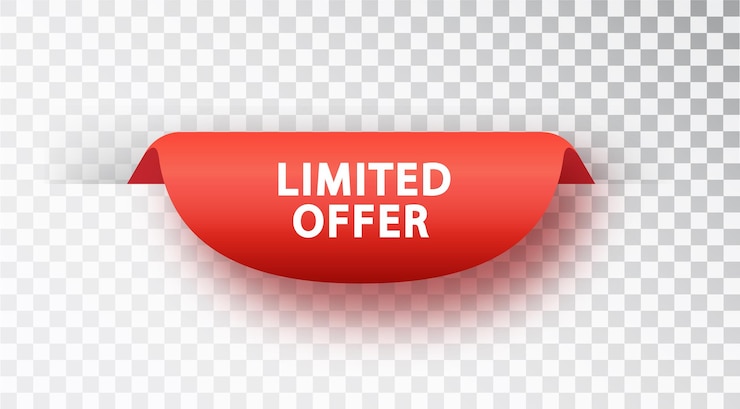 Vecteur gratuit offre limitée de bannière rouge. étiquette de vecteur rouge isolé sur fond transparent.