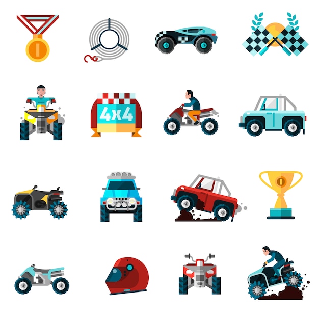 Vecteur gratuit offroad icons set