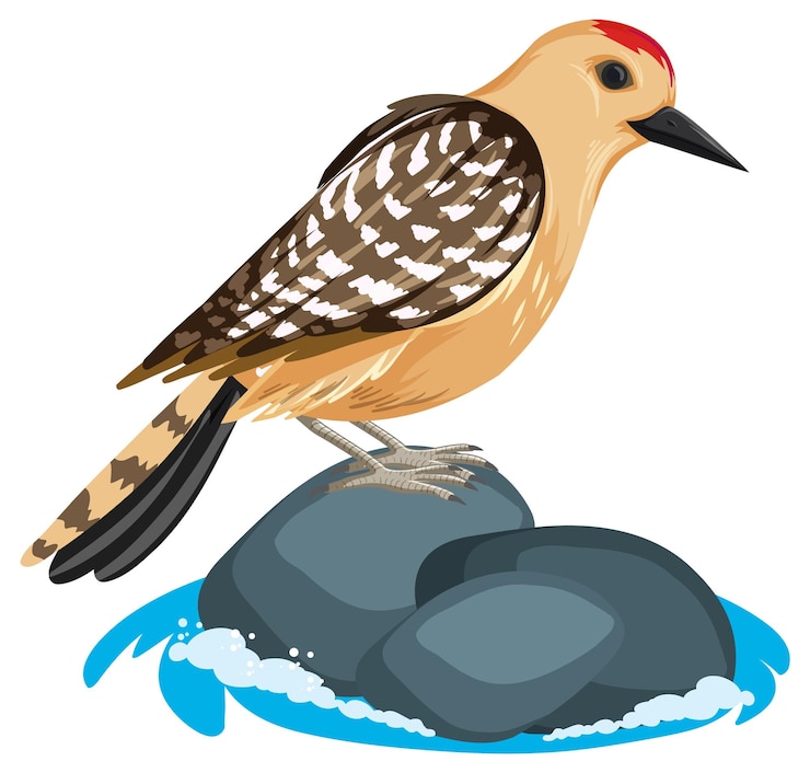 Vecteur gratuit oiseau brun debout sur un rocher