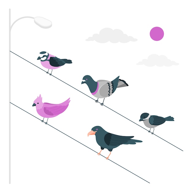 Vecteur gratuit oiseau sur une illustration de concept de fil