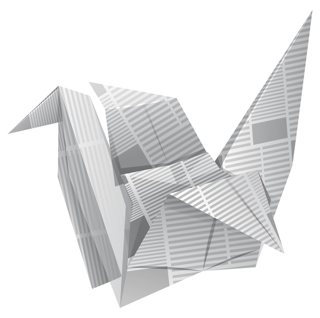 Oiseau origami sur fond blanc