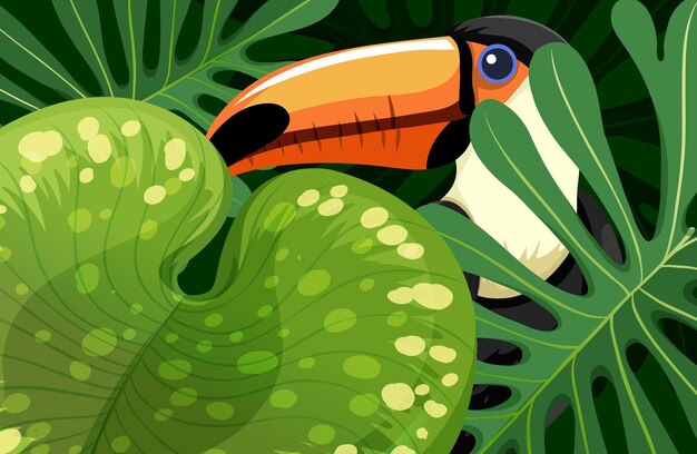 Oiseau toucan caché dans la jungle