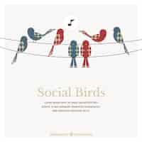 Vecteur gratuit oiseaux sociaux modèle