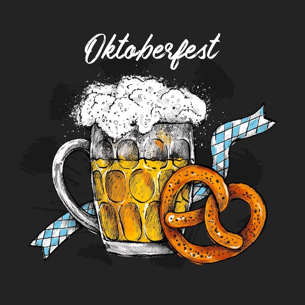 Oktoberfest avec bière et bretzel