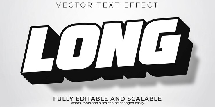 Vecteur gratuit ombre longue effet de texte en gras ombre modifiable et style de texte vintage