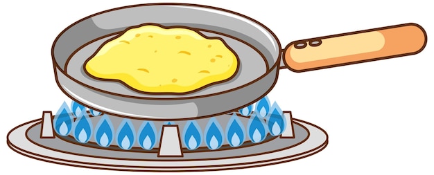 Vecteur gratuit omelette dans la poêle sur la cuisinière à gaz