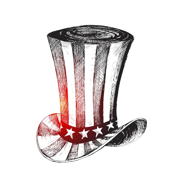 Vecteur gratuit oncle sam hat sam hat for president's day vote presidential election theme 4th july