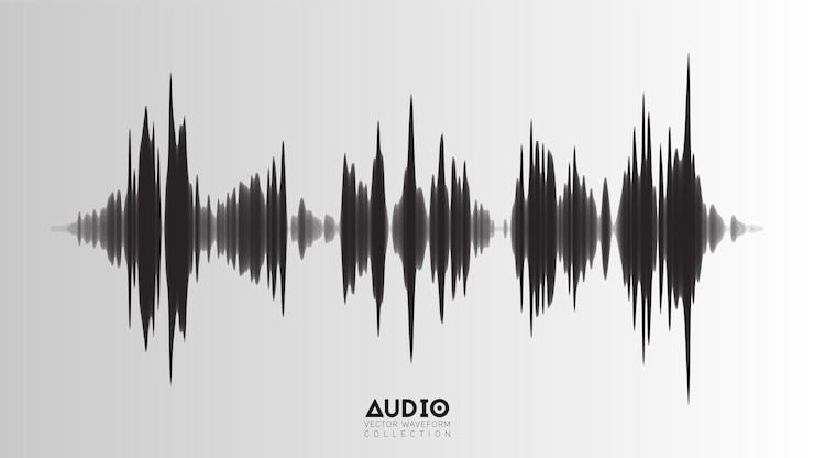 Vecteur gratuit onde audio d'écho vectorielle à partir de la musique abstraite oscillation des ondes visualisation futuriste des ondes sonores échantillon de technologie de musique synthétique tune impression avec des barres