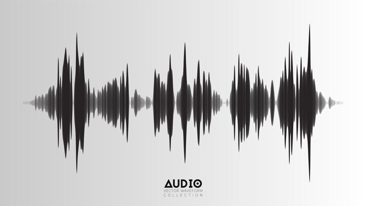 Onde audio d'écho vectorielle à partir de la musique abstraite oscillation des ondes Visualisation futuriste des ondes sonores Échantillon de technologie de musique synthétique Tune impression avec des barres