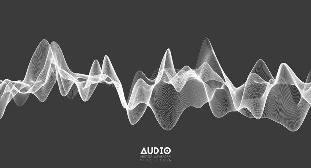 Onde sonore audio 3D. Oscillation d'impulsion de musique blanche.