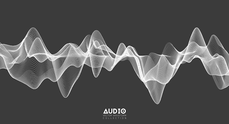Vecteur gratuit onde sonore audio 3d. oscillation d'impulsion de musique blanche.