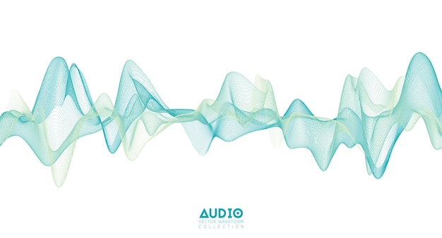 Vecteur gratuit onde sonore audio 3d. oscillation d'impulsion de musique vert clair. motif d'impulsion lumineux.