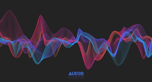 Onde Sonore Audio 3d. Oscillation D'impulsions Musicales Colorées. Motif D'impulsion Lumineux.