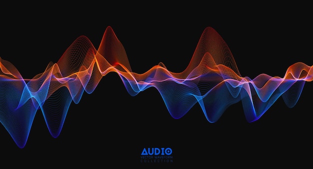 Onde sonore audio 3d Oscillation d'impulsions musicales colorées Motif d'impulsion rougeoyant