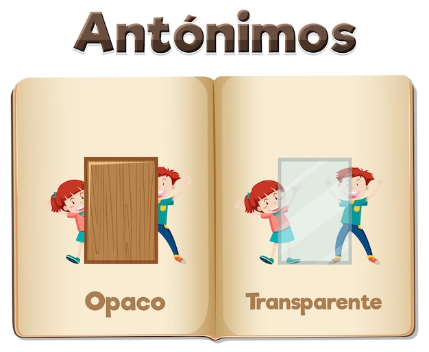 Vecteur gratuit opacité et transparence de l’enseignement de la langue espagnole dans les illustrations