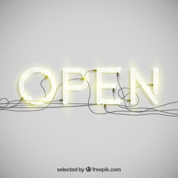 Vecteur gratuit open in neon typographie