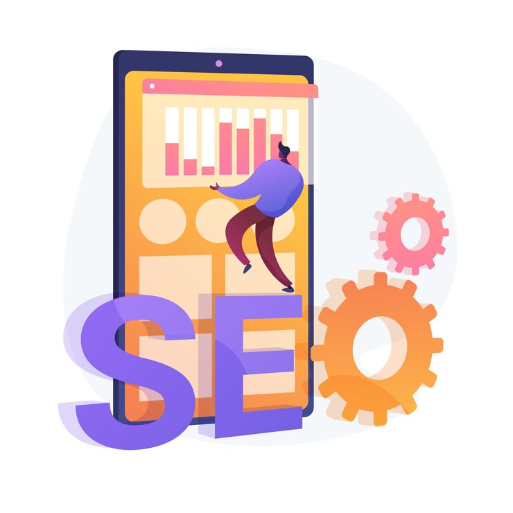 Vecteur gratuit optimisation du moteur de recherche. promotion en ligne. personnage de dessin animé de smm manager. paramètres mobiles, ajustement des outils, plateforme métier. analyse de site web. illustration de métaphore de concept isolé de vecteur