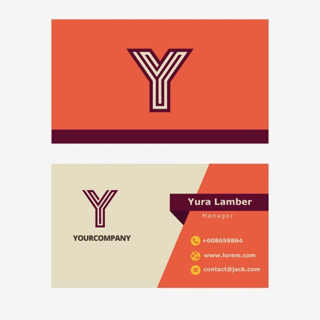 Vecteur gratuit orange carte de visite avec la lettre y