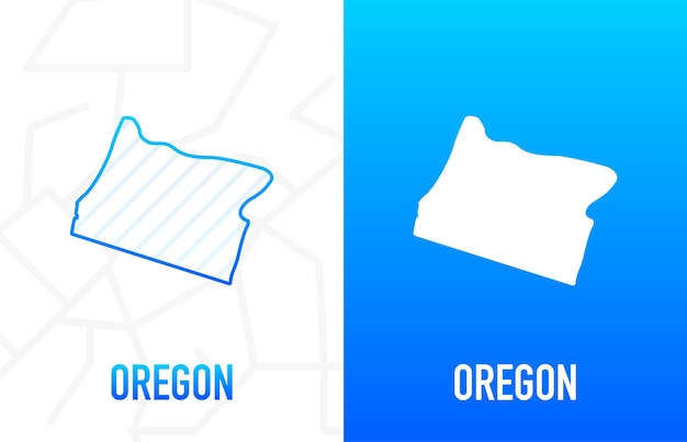 Oregon - état américain. ligne de contour de couleur blanche et bleue sur fond à deux faces. carte des états-unis d'amérique. illustration vectorielle.