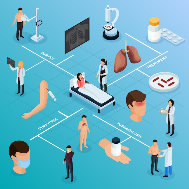 Organigramme isométrique de la prévention de la tuberculose