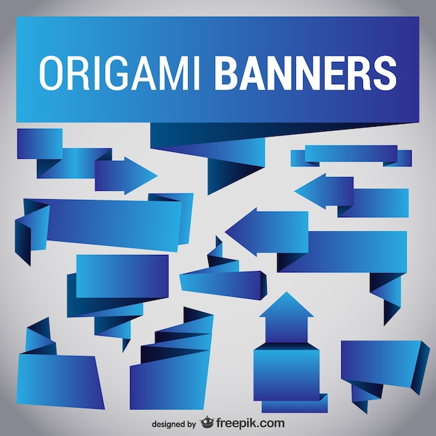 Vecteur gratuit origami banners emballer