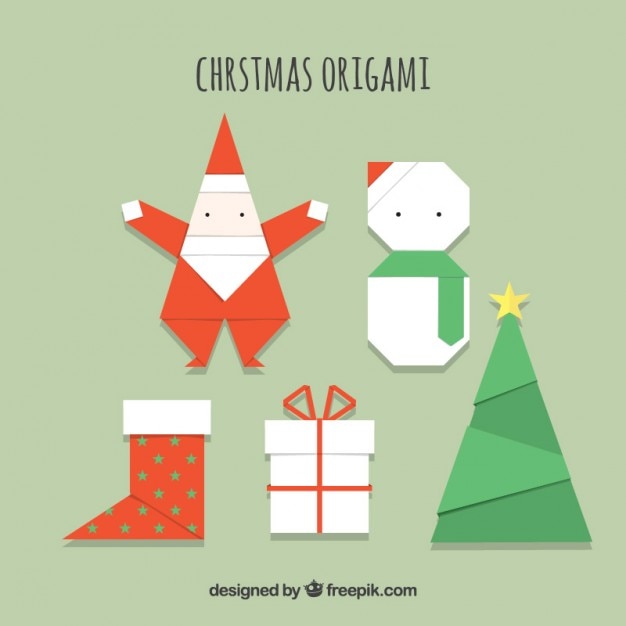 Origami Christmas Icons Set