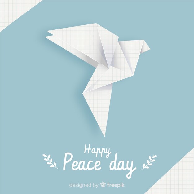 Origami paix jour fond avec colombe