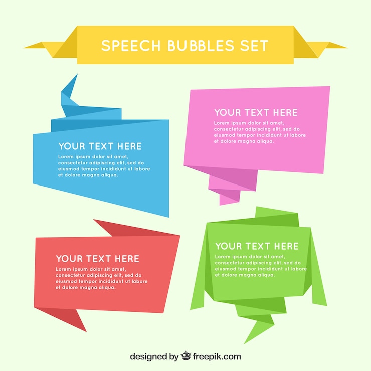 Vecteur gratuit origami speech bubble en design plat