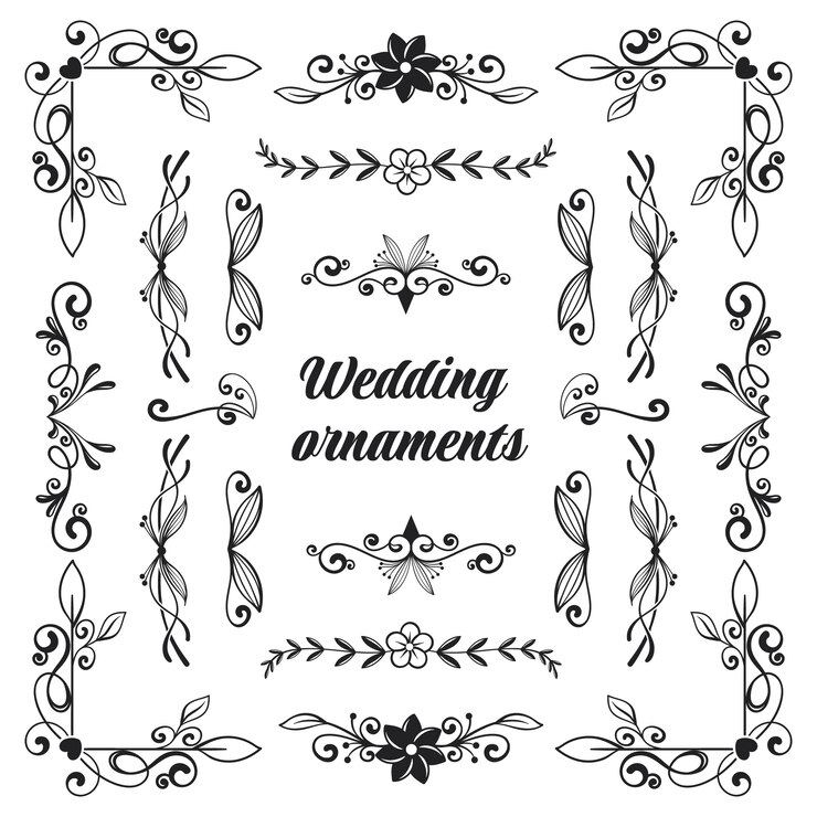 Vecteur gratuit ornement d'album de mariage dessiné à la main
