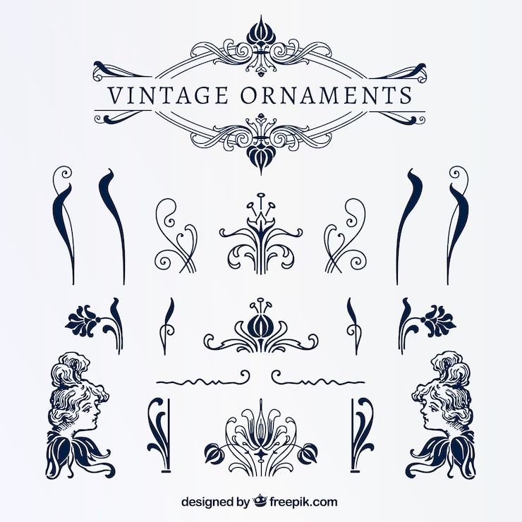 Vecteur gratuit ornements bleus vintage