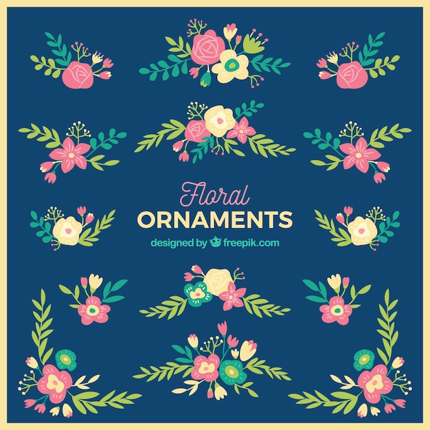 Vecteur gratuit ornements de fleurs vintage élégantes