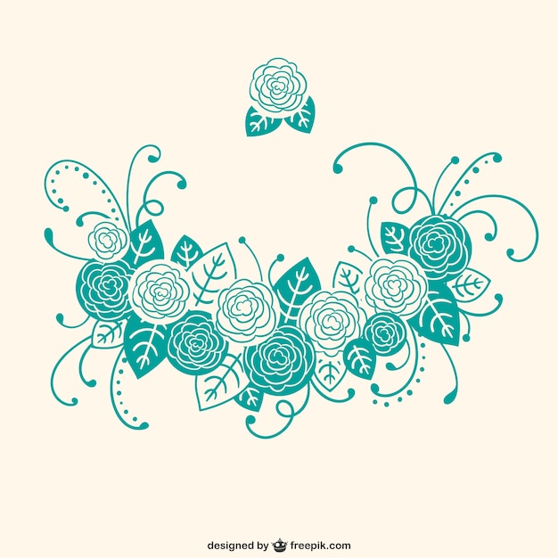 Vecteur gratuit ornements floraux turquoise calligraphiques