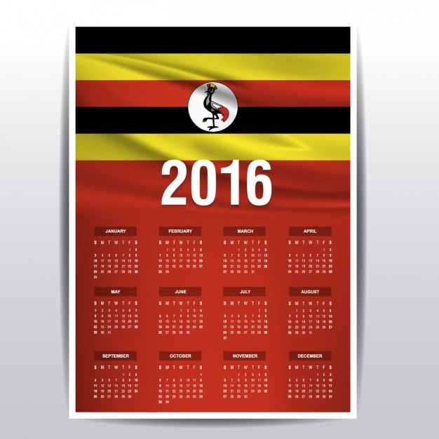 Vecteur gratuit ouganda calendrier 2016