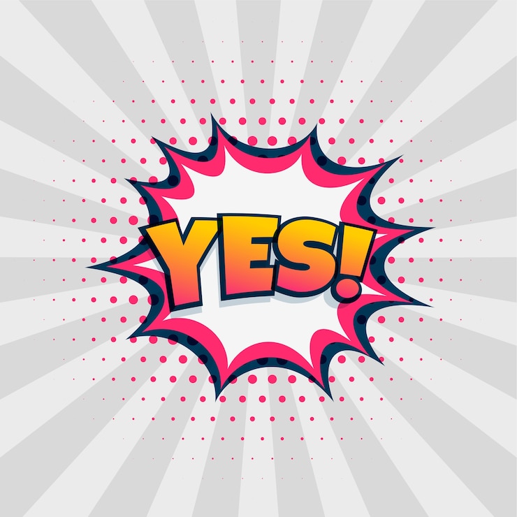Vecteur gratuit oui expression de chat dans la conception de style bande dessinée