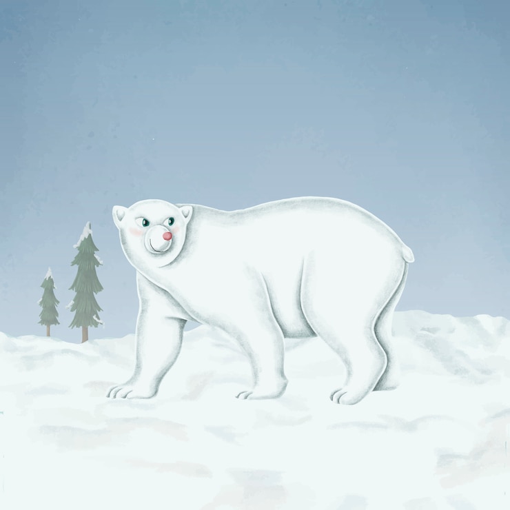 Vecteur gratuit ours blanc qui marche dessiné à la main